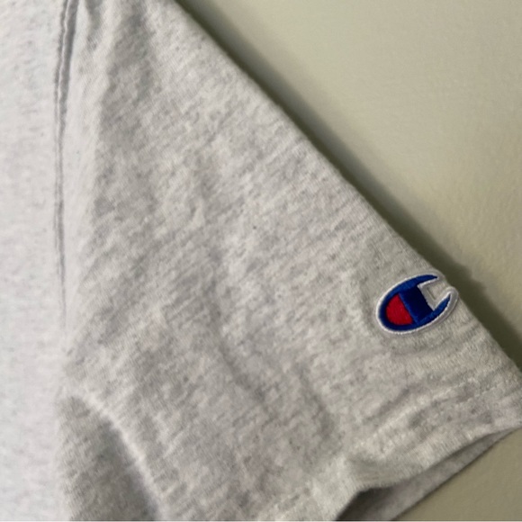 Vintage 90s Champion Logo Spell Out Tee Felt Letters-Heather Grey-Men's Size M - Picture 4 of 5